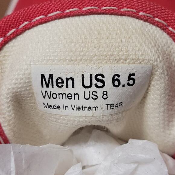 Vans TB4R Mens 6.5 Red Canvas Skate Shoes Skateboarding White Contrast Sole - Picture 7 of 10